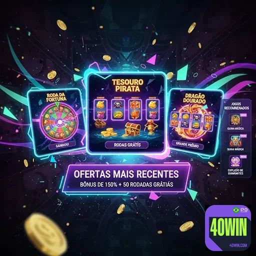 Imagem do site 40win com destaque para produtos e serviços oferecidos, promovendo o 40win.